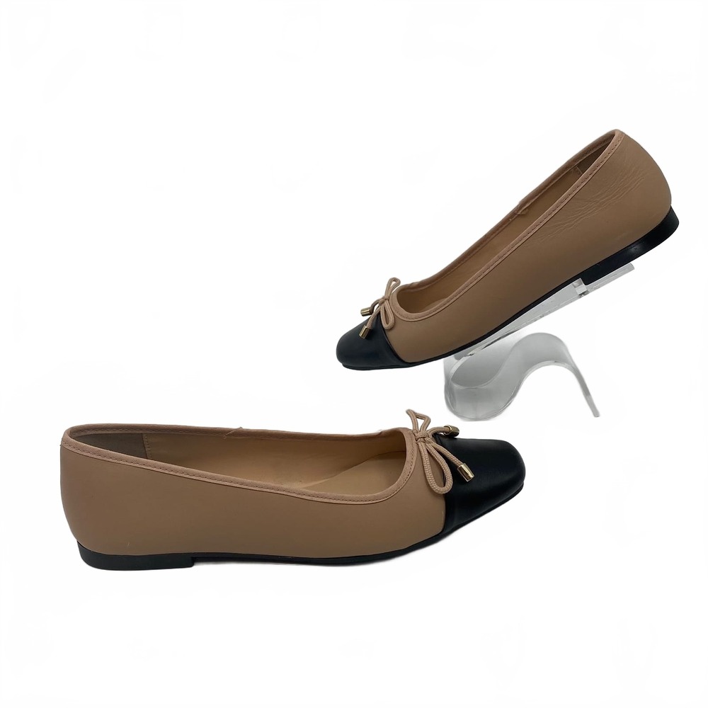 Steve Madden Beige Black Flats Bow | Womens 8